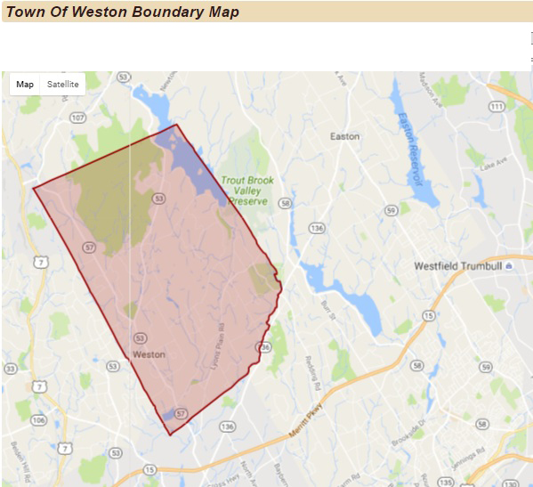 town of Weston boundary map